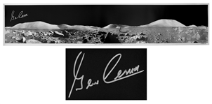 Gene Cernan Signed 40 Panoramic Photo of the Lunar Surface